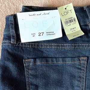 LOFT NWT Modern Straight leg jeans Size 27/4 PETITE Dark Wash